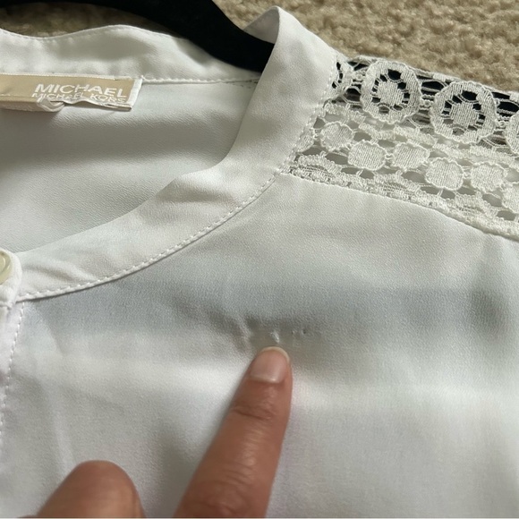 Michael Michael Kors White Button Down Long Sleeve Blouse Large - Picture 4 of 8